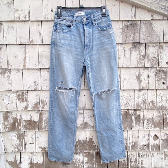 Moussy Vintage Tifton Wide Straight Light Blue Jeans - Picture 6 of 8